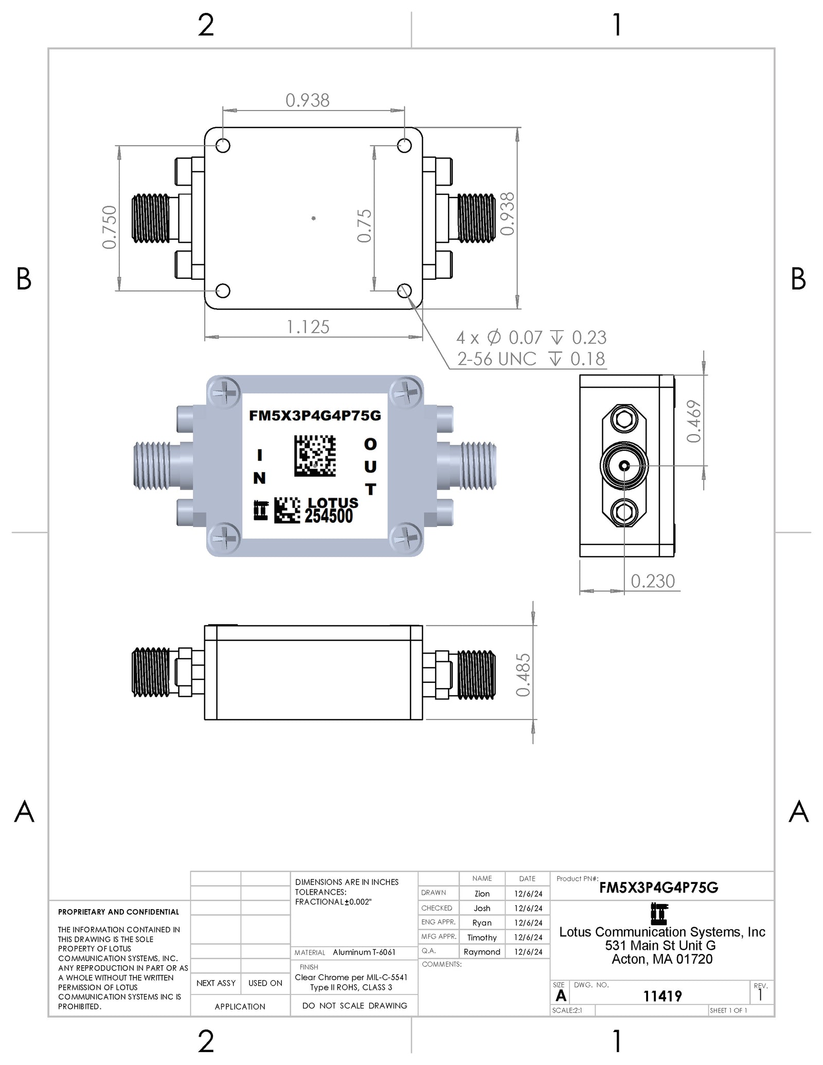 Passive Freq. Multiplier x5 (OUTPUT 3375-4750MHz) FM5X3P4G4P75G