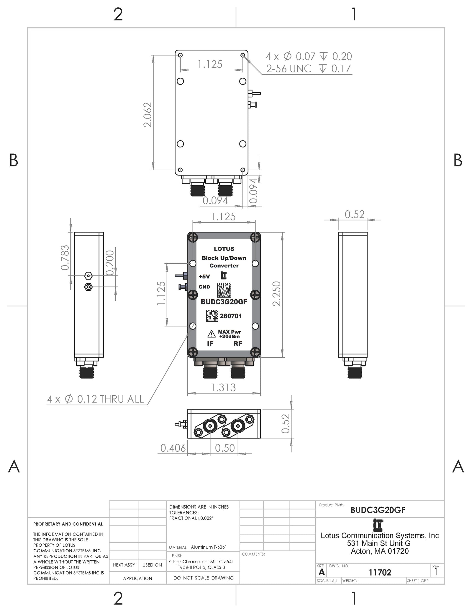 Block Up/Down Converter 3G~20GHz w/ Fixed LO