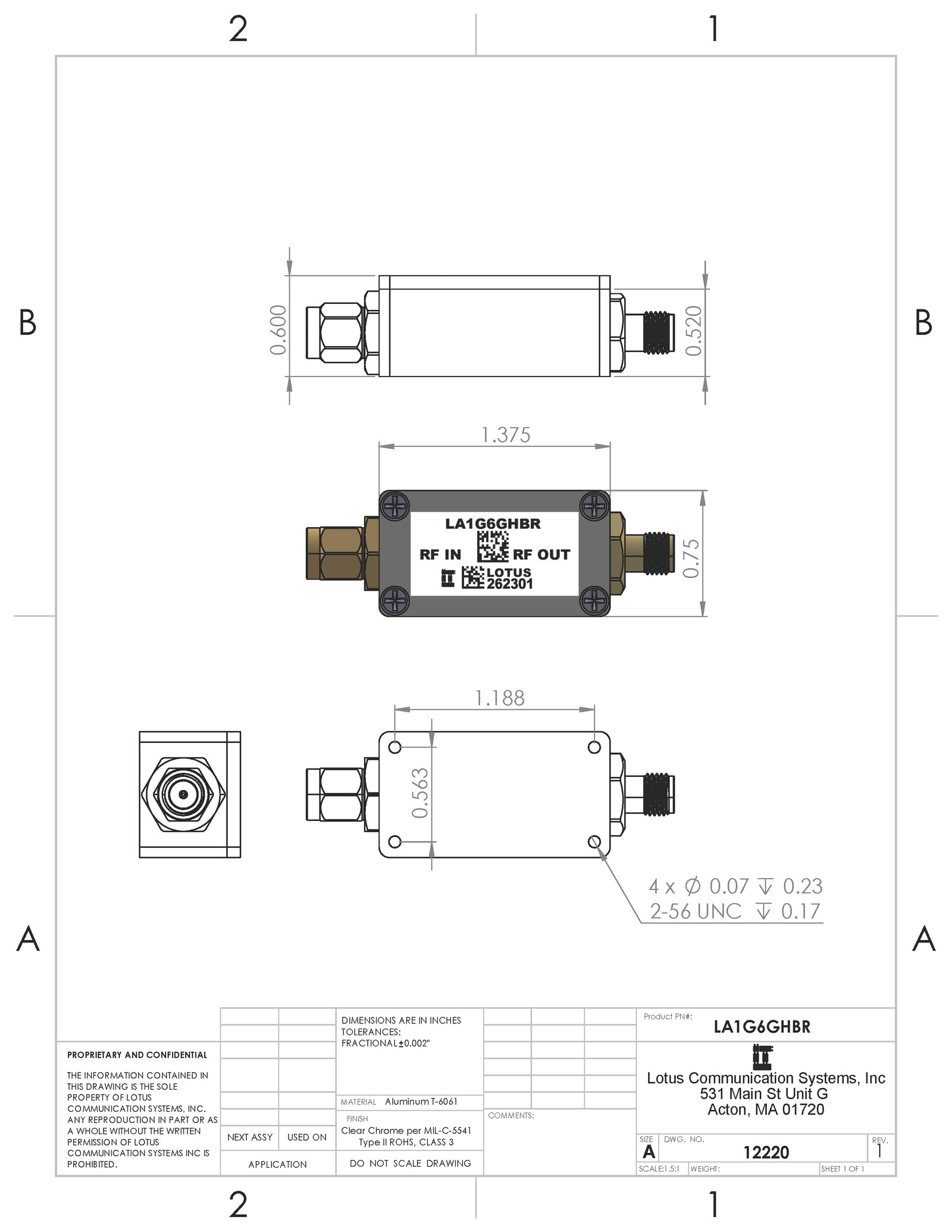 Broadband Low Noise Amplifier 2-Stage Flat Gain 1-6 GHz with Bias Tee