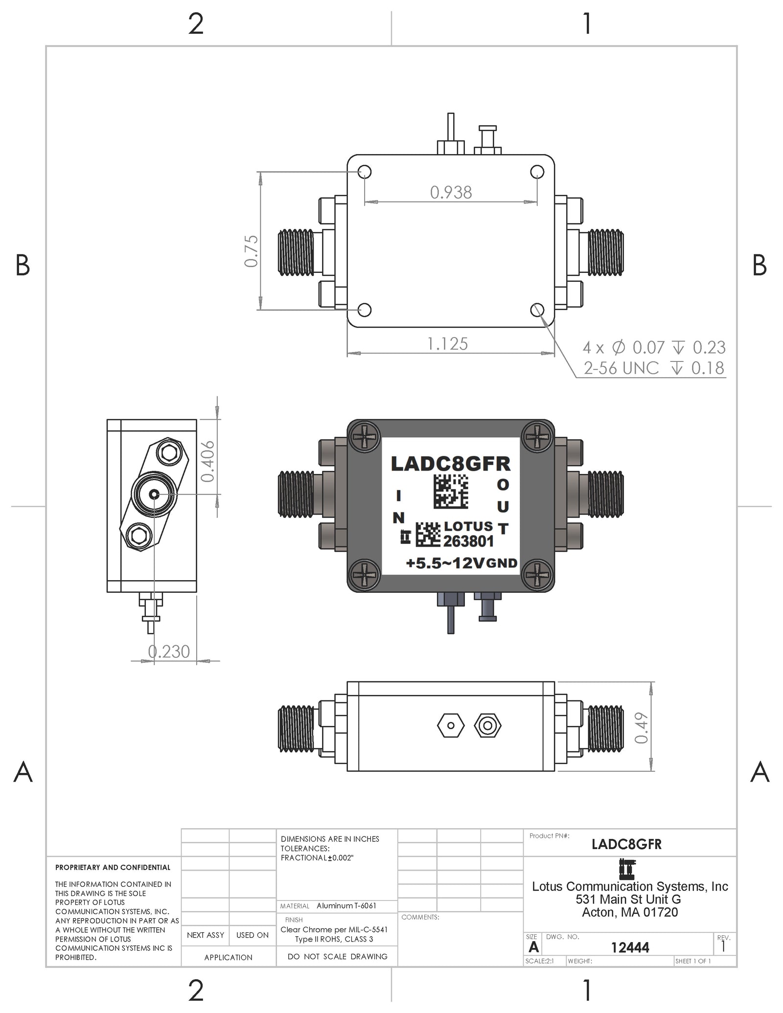 Low Noise Amplifier 1.8dB NF DC~8GHz 20dB Flat Gain 18dBm P1dB SMA