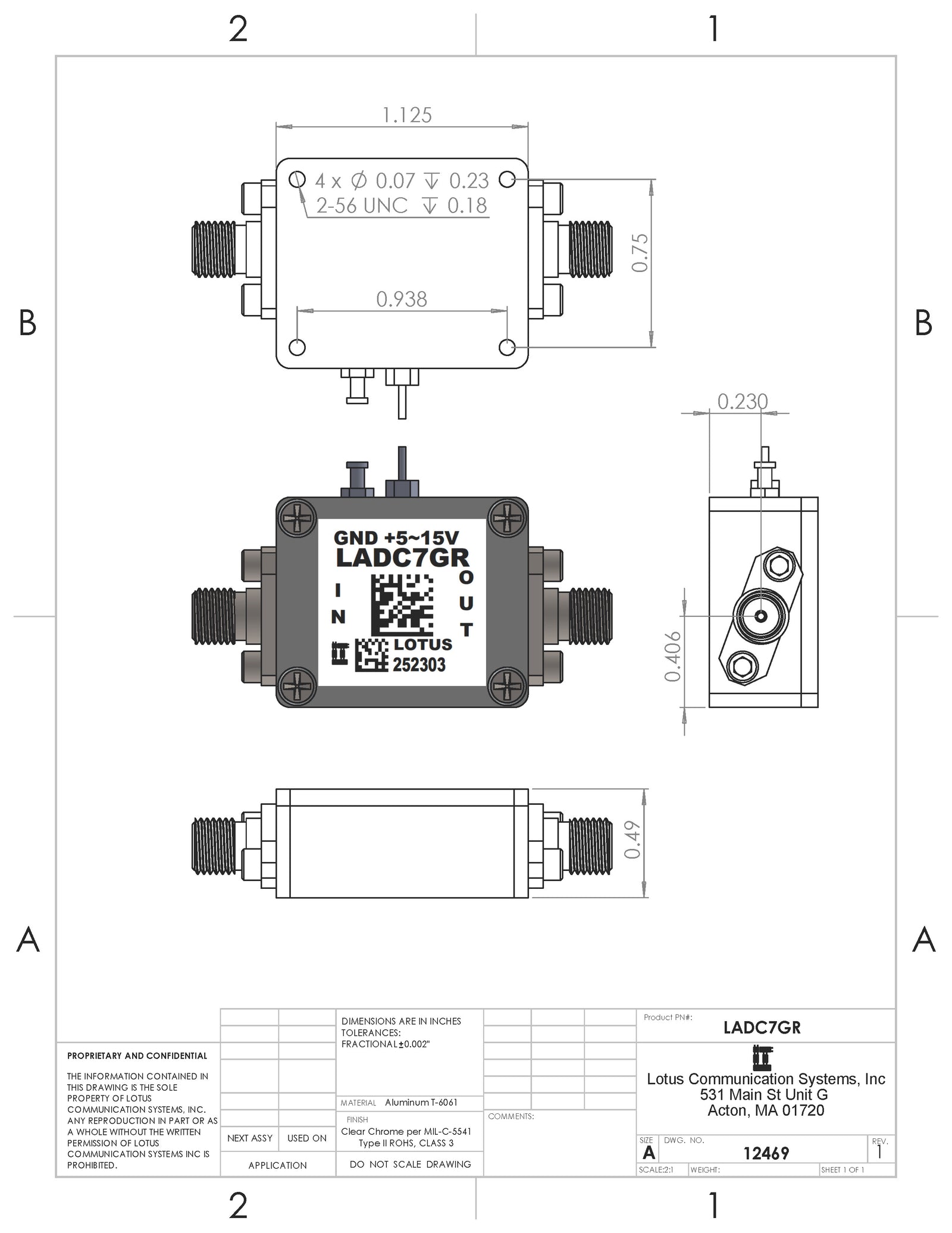 Low Noise Amplifier 2.3dB NF DC~7GHz 16dB Gain Wide Voltage