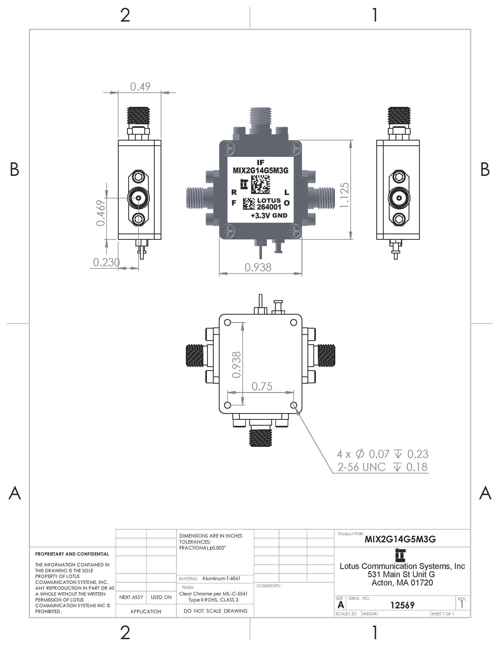 Active Frequency Mixer (MIX2G14G5M3G) 2GHz to 14GHz RF and 4.5M - 3G IF (LTC5548)