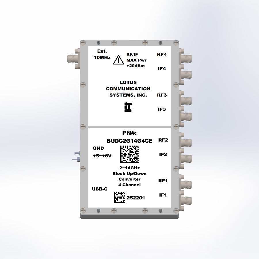 4 Channel Phase Coherent Block Up/Down Converter 2G~14GHz External 10MHz Ref.