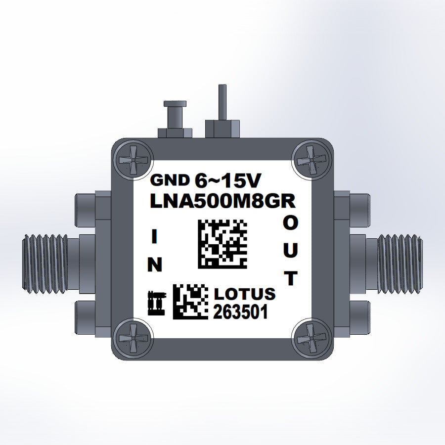 Low Noise Amplifier 1.3dB NF 0.5G~8GHz 21dB Gain 20dBm P1dB SMA Wide Voltage