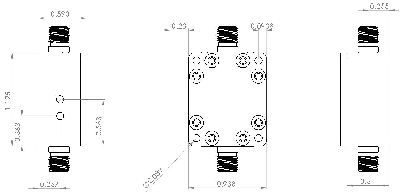 RF Enclosure Kit for 0.020"/0.5mm PCB (size 3/4"x9/16") Passive SMA Connector