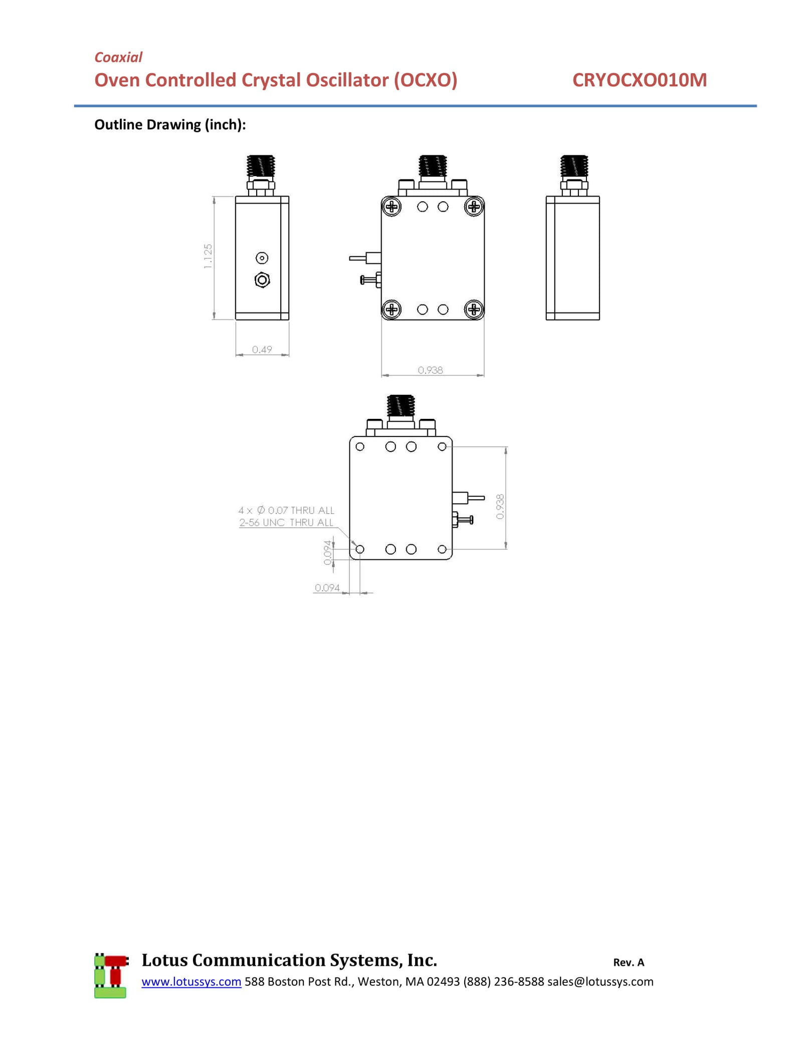 Oscillator OCXO (Stratum 3) 10MHz (±25 ppb)