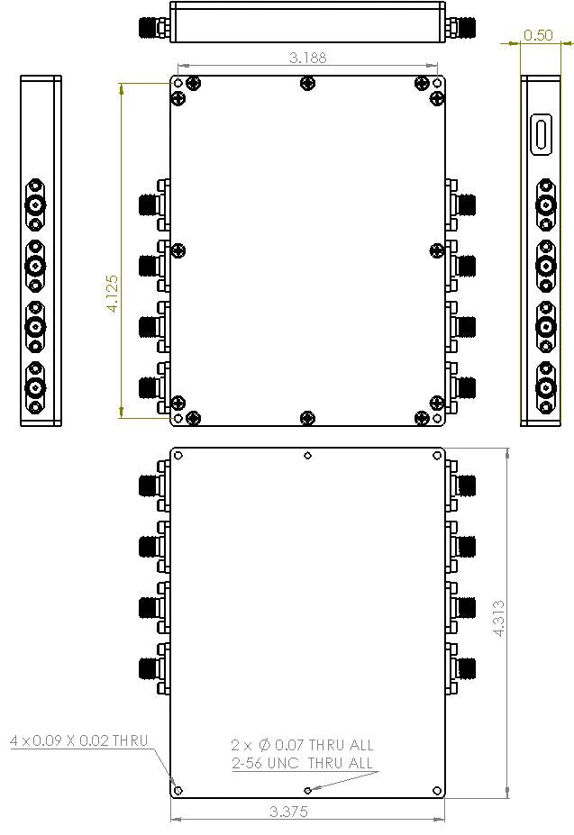4 Channel 128 dB Programmable Attenuator (USB-C), 0.25 dB Step, 9K-8GHz