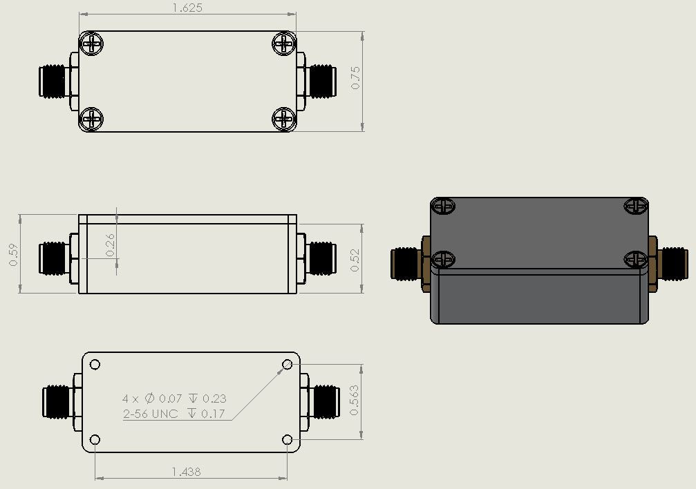 GPS/GNSS L1&L2 Filtered Inline Low Noise Amplifier 0.6dB NF 1.1G-1.7GHz 27dB Gain SMA