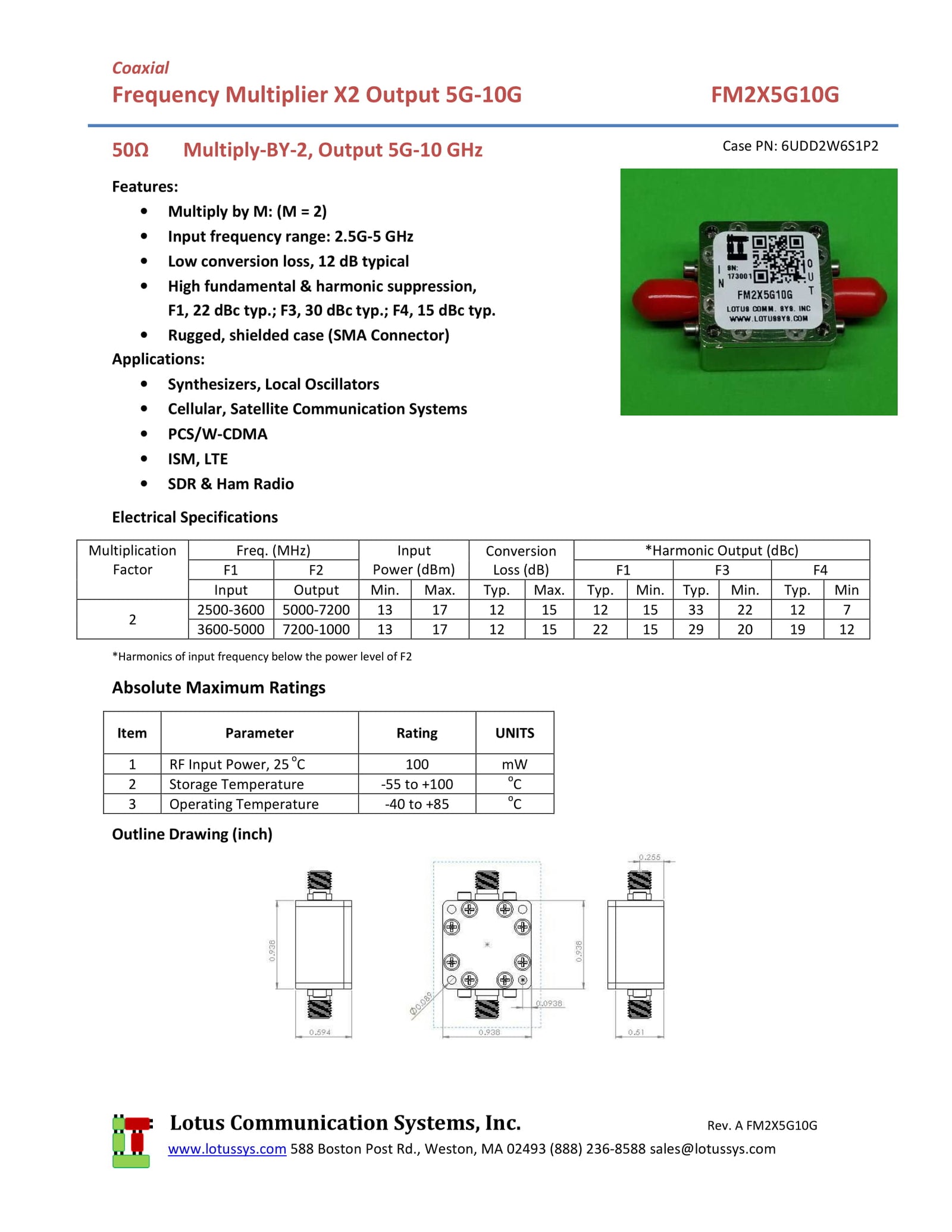 Freq. Multiplier X2 (OUTPUT 5G to 10G Hz) FM2X5G10G