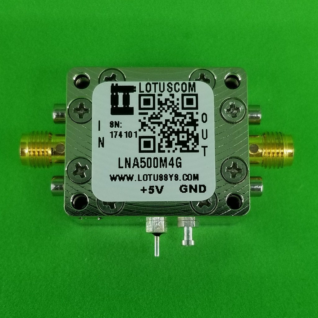 Low Noise Amplifier 1.3dB NF 500MHz to 4GHz 21dB Gain 22dBm P1dB SMA LNA500M4G