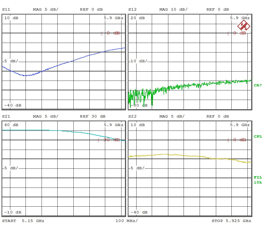 Power Amplifier 4W 5150 to 5925 MHz 33dB Gain 35dBm P3dB SMA