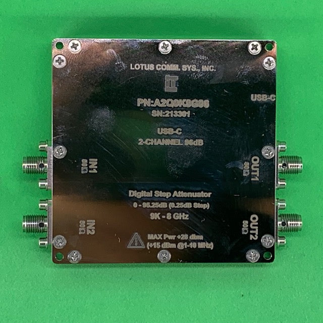 2 Channel 96 dB Programmable Attenuator (USB-C), 0.25 dB Step, 9K-8GHz
