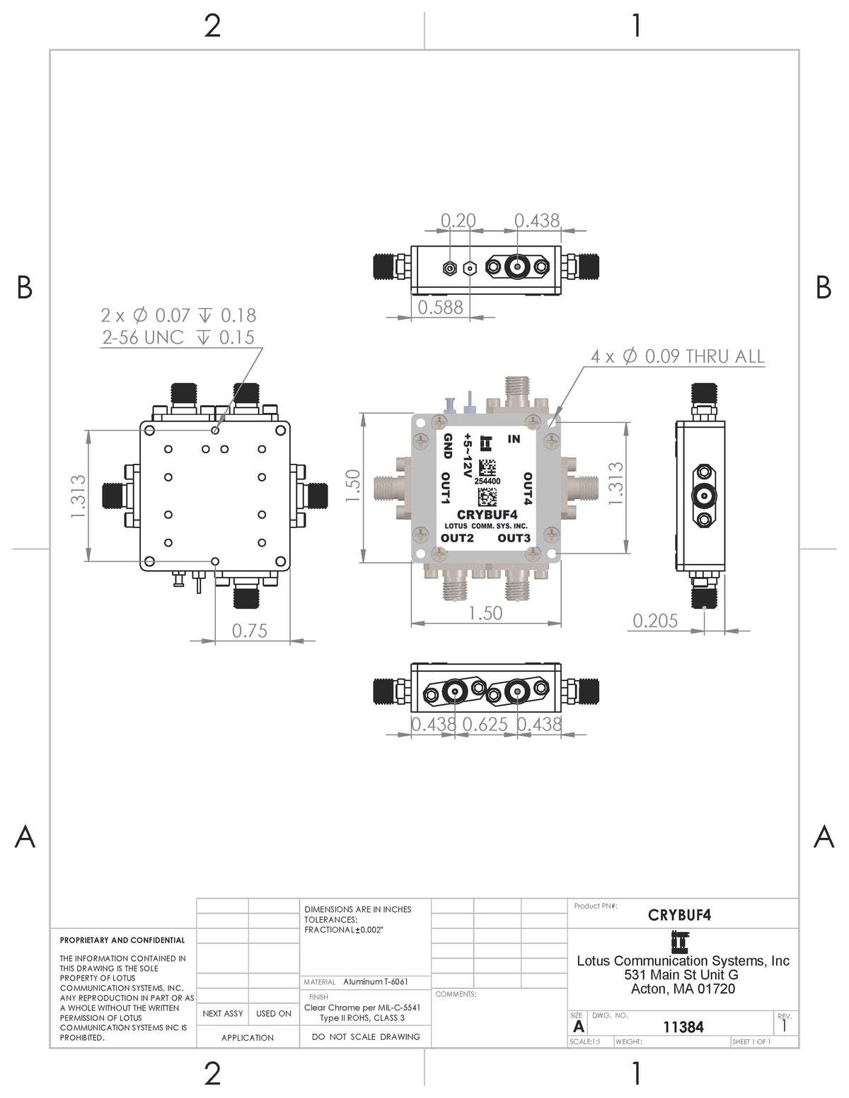 Clock Distribution 4 Outputs 1 Input (Wide Vol. +5~12V)