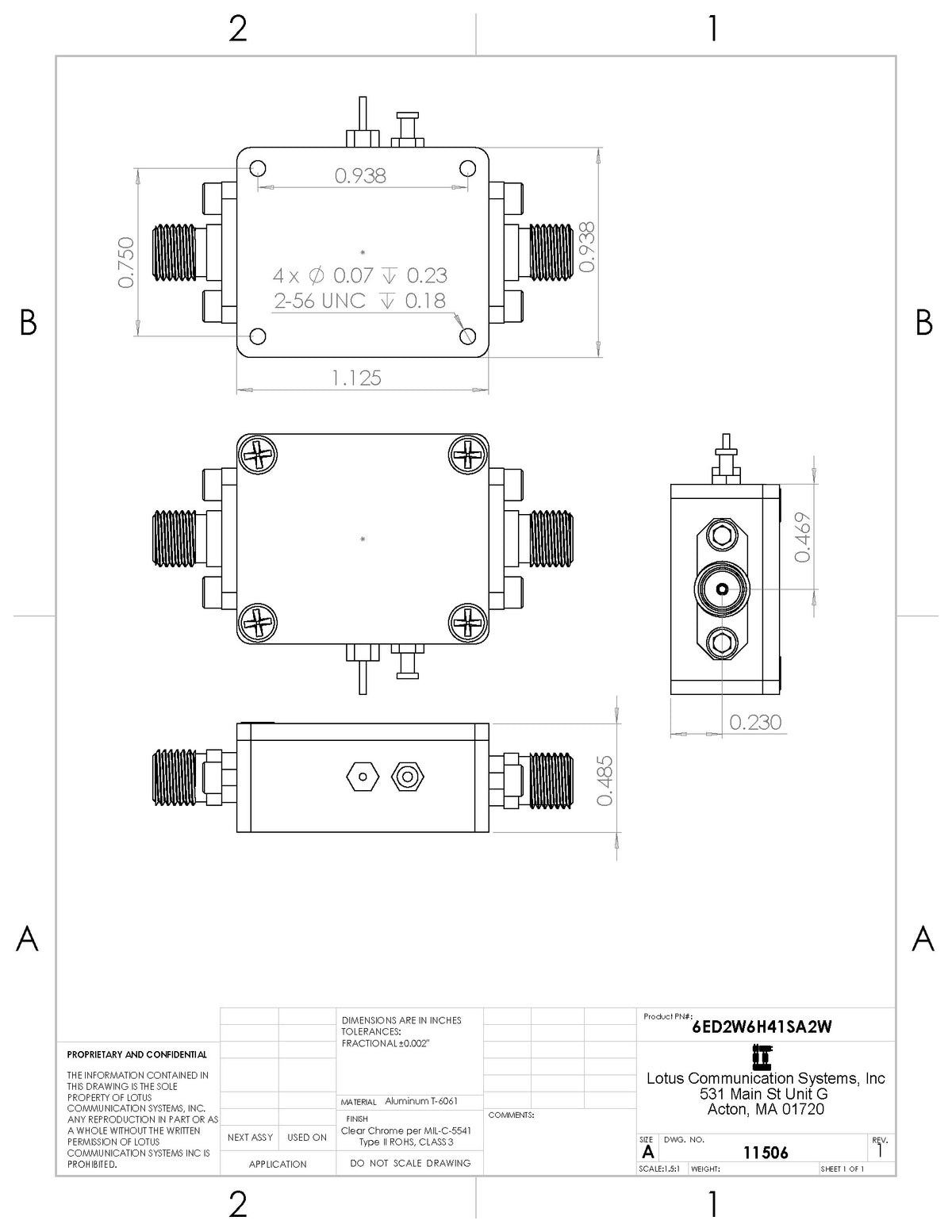 Low Noise Amplifier 0.45dB NF 100M~2GHz 40dB Gain 20dBm P1dB SMA - 2 Stage High Gain