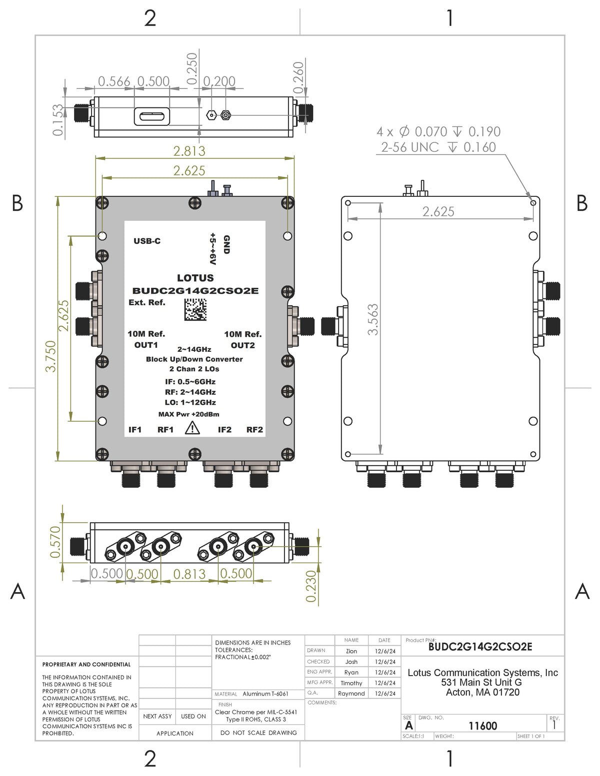 2 CH Phase Coherent BUDC 2G~14GHz 2 LOs Ext. Ref.