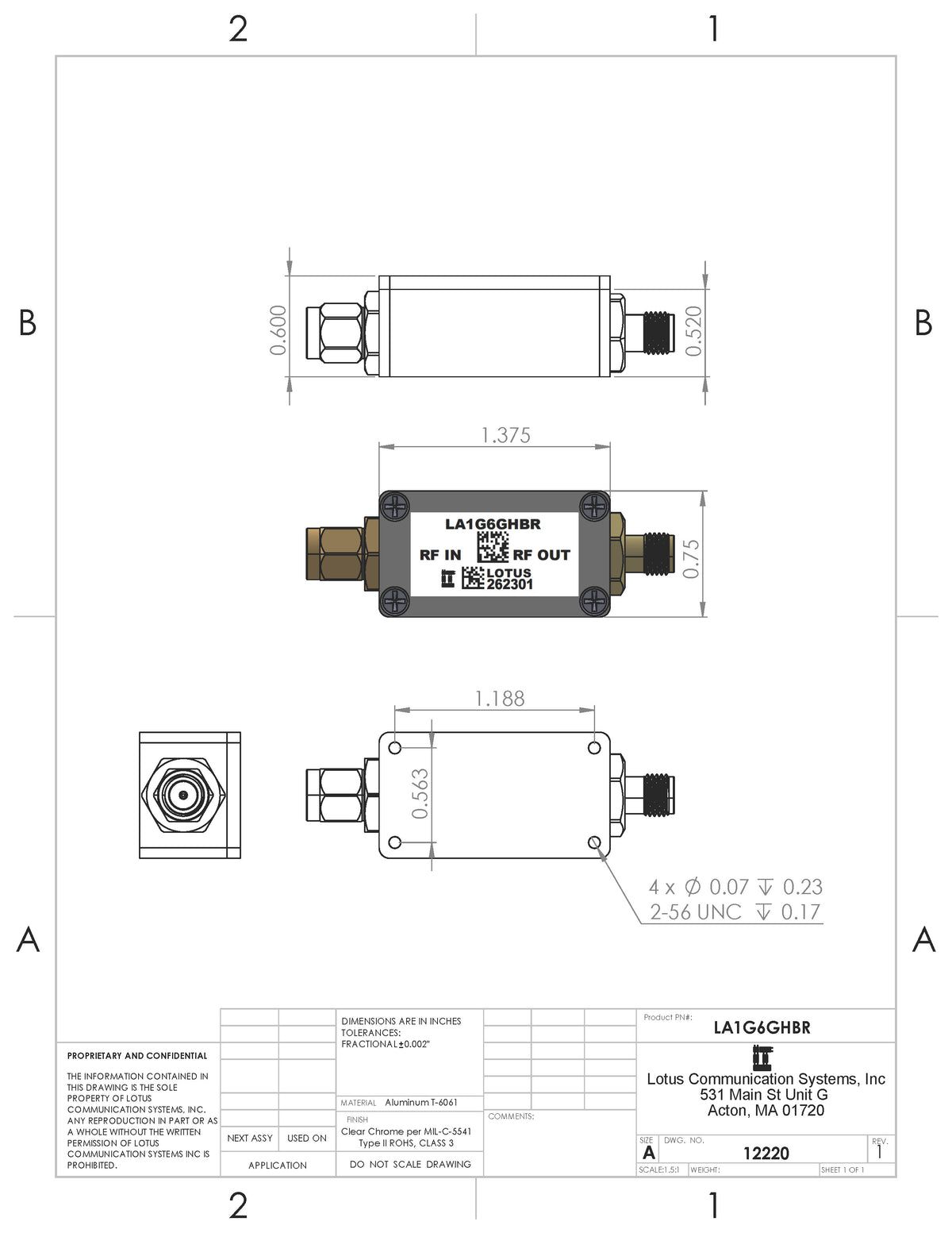 Broadband Low Noise Amplifier 2-Stage Flat Gain 1-6 GHz with Bias Tee