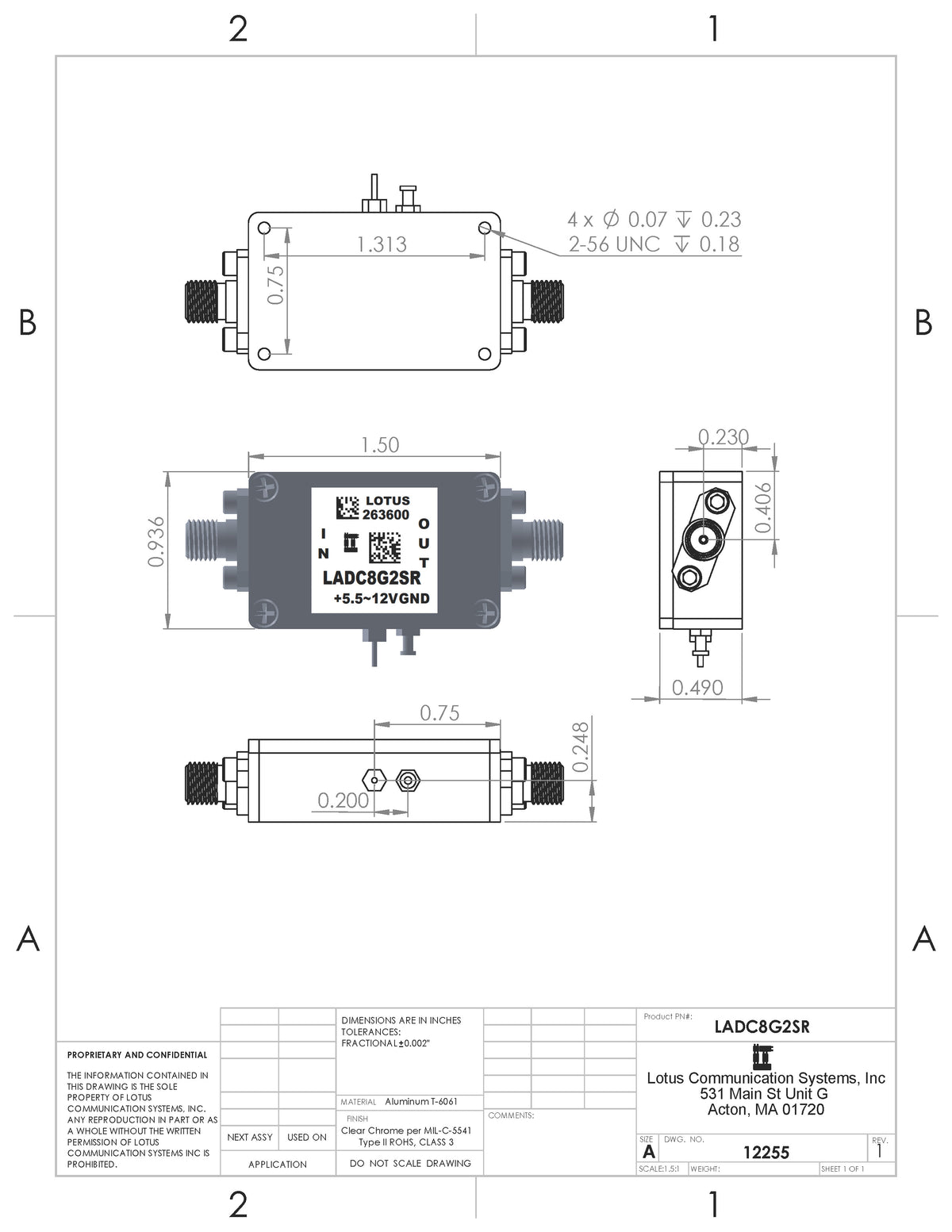 Low Noise Amplifier 1.8dB NF DC~8GHz 39dB Gain SMA