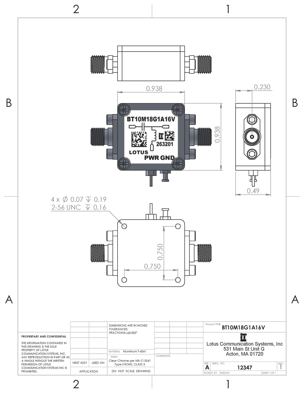 Bias Tee Broadband 10 MHz to 18 GHz (Max. 1A) 16V DC
