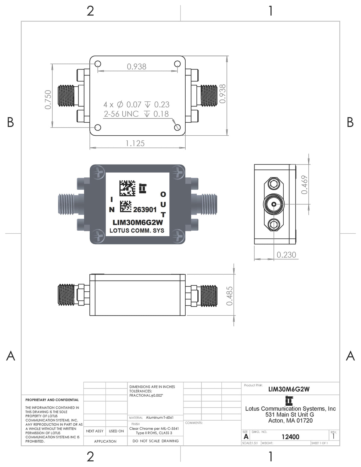 Limiter 30 - 6000 MHz (+12 to 32 dBm) 2 Watts