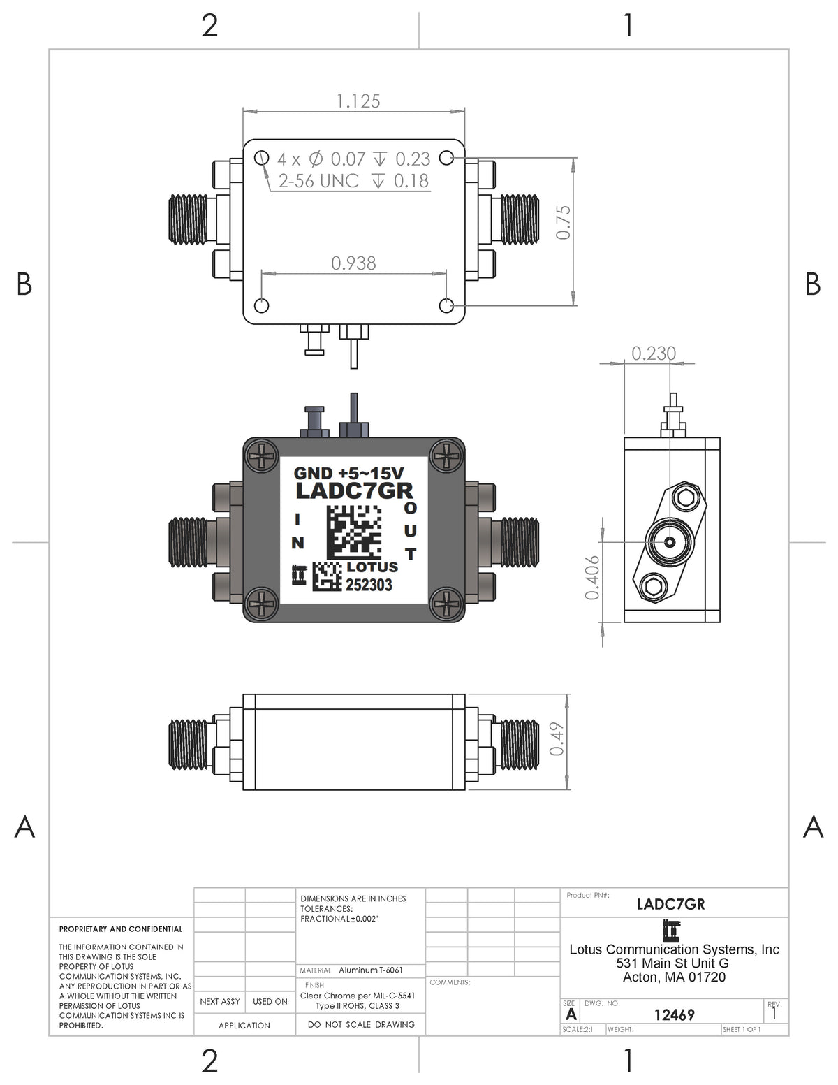 Low Noise Amplifier 2.3dB NF DC~7GHz 16dB Gain Wide Voltage