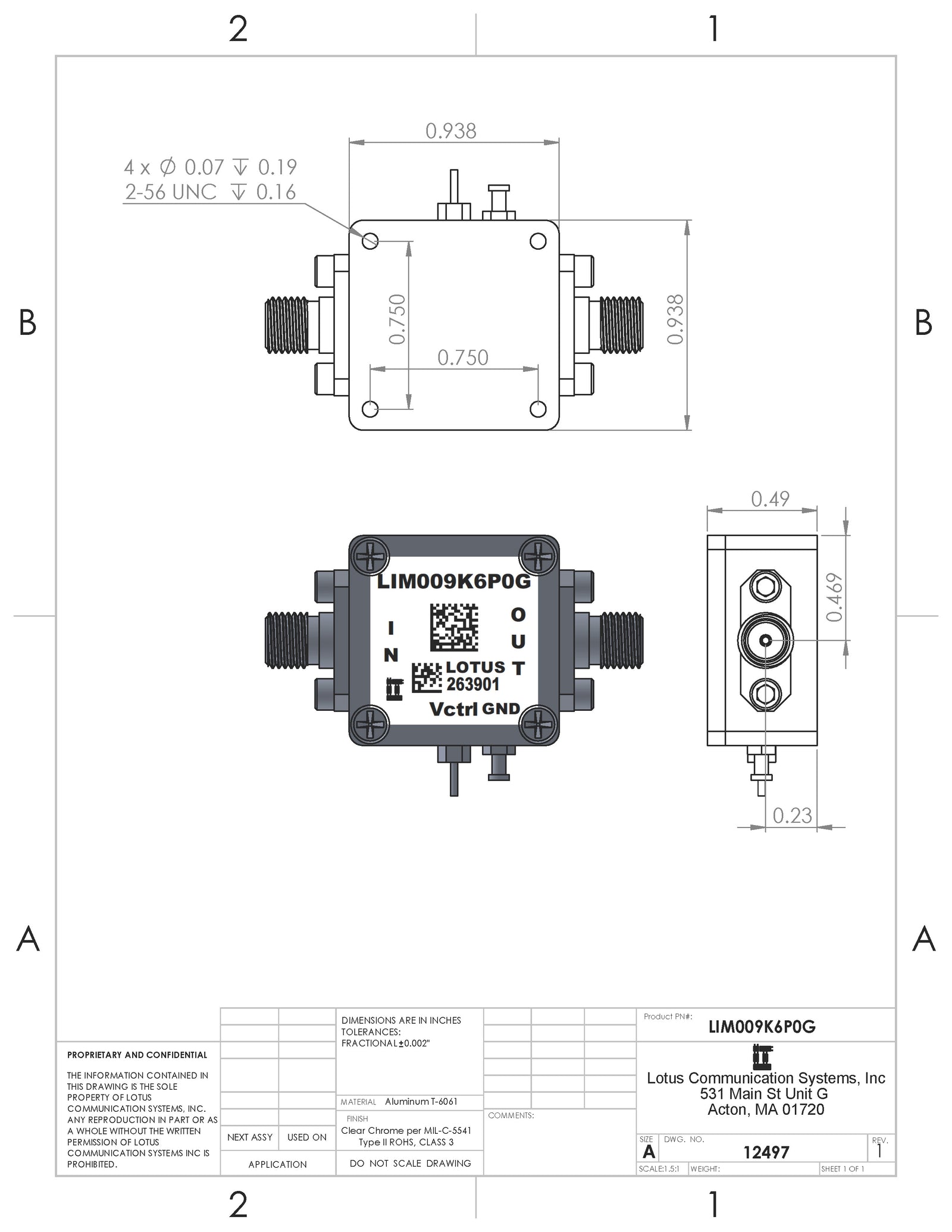 Limiter 9 kHz - 6 GHz (Adjustable threshold from +25 dBm to +35 dBm)