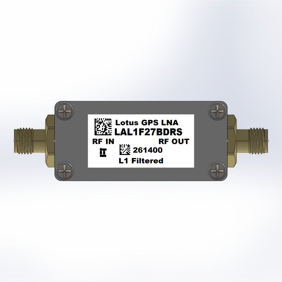 GPS/GNSS L1 & Galileo E1 Filtered Inline Low Noise Amplifier 1.7dB NF 28dB Gain SMA