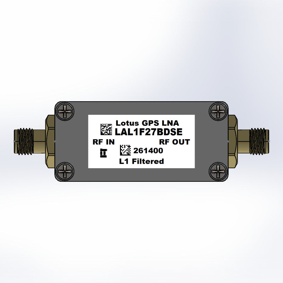 GPS/GNSS L1 & Galileo E1 Filtered Inline Low Noise Amplifier 1.7dB NF 28dB Gain SMA