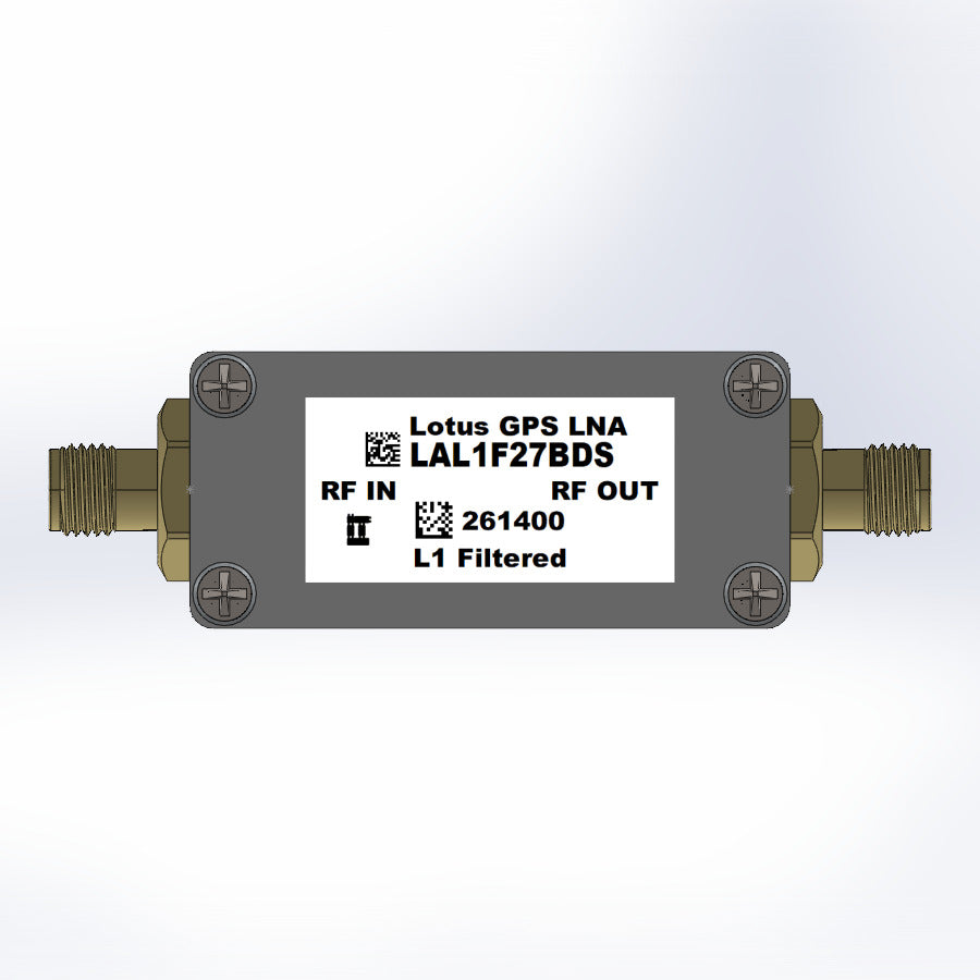 GPS/GNSS L1 &amp; Galileo E1 Filtered Inline Low Noise Amplifier 1.7dB NF 28dB Gain SMA