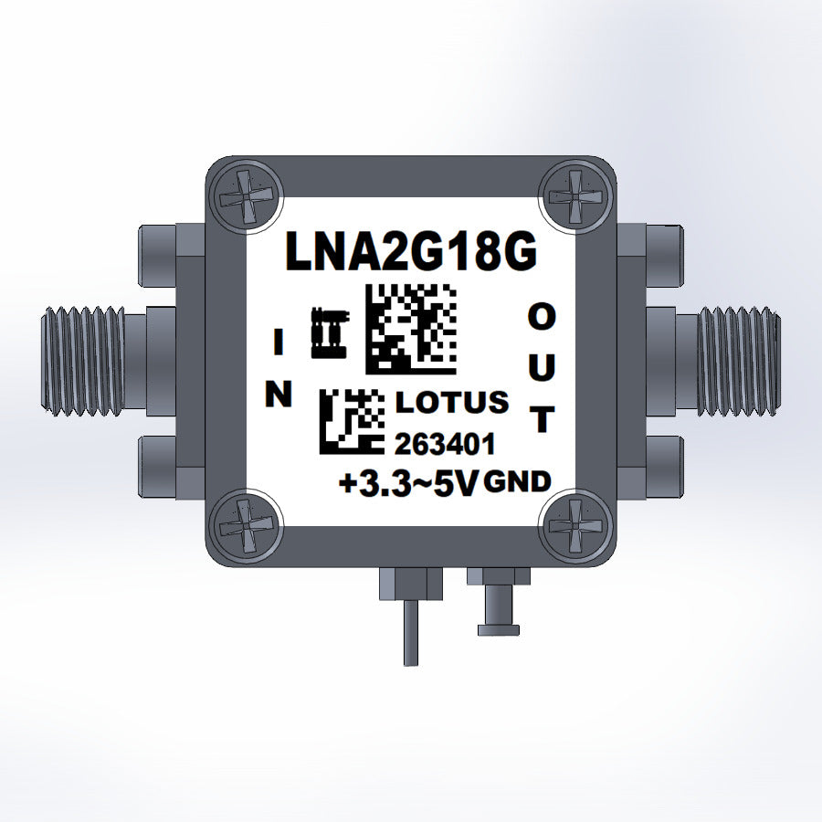 Low Noise Amplifier 1.4dB NF 2~18GHz 20dB Gain 13dBm P1dB SMA
