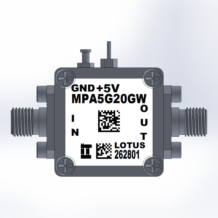 Medium Power Amplifier 7.0dB NF 5GHz to 20GHz 19dB Gain 20dBm P1dB SMA