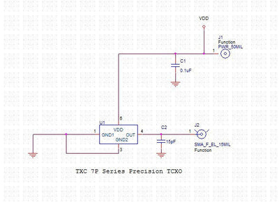 Develop PCB (0.5625"x0.5625"x0.062") for TCXO (5.0*3.2mm)
