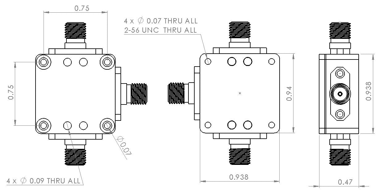 Directional Coupler 4.7 GHz to 5.9 GHz 20dB 2W Low Insertion Loss