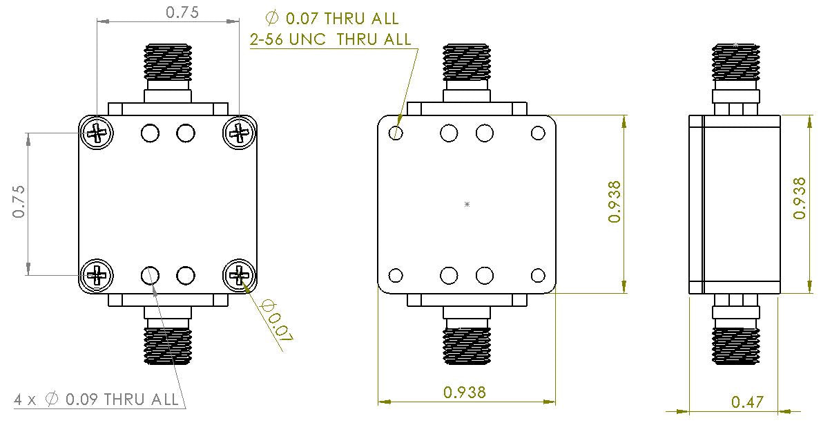 RF Enclosure Kit for 0.04"/1mm PCB (9/16"X9/16") Passive SMA Connector 0.48" Height
