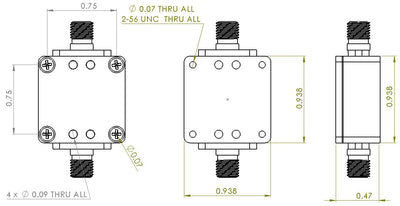 RF Enclosure Kit for 0.04"/1mm PCB (9/16"X9/16") Passive SMA Connector 0.48" Height