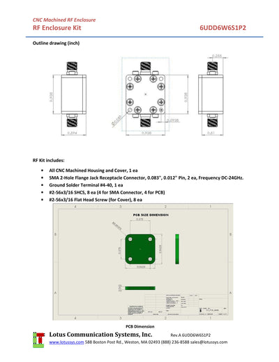 RF Enclosure Kit for 0.062"/1.6mm PCB (size 9/16"X9/16") Passive SMA Connector
