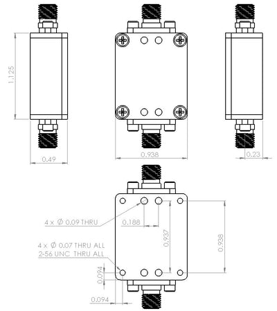 Broadband Low Noise Amplifier 0.45dB NF 0.1GHz to 2GHz 20dB Gain with Bias Tee