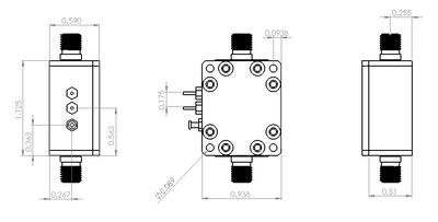 6UED2W6S1A3 Enclosure Kit for 0.020"/0.5mm PCB (size 0.75"x0.5625") 2 SMA 2 Active 0.58" Height