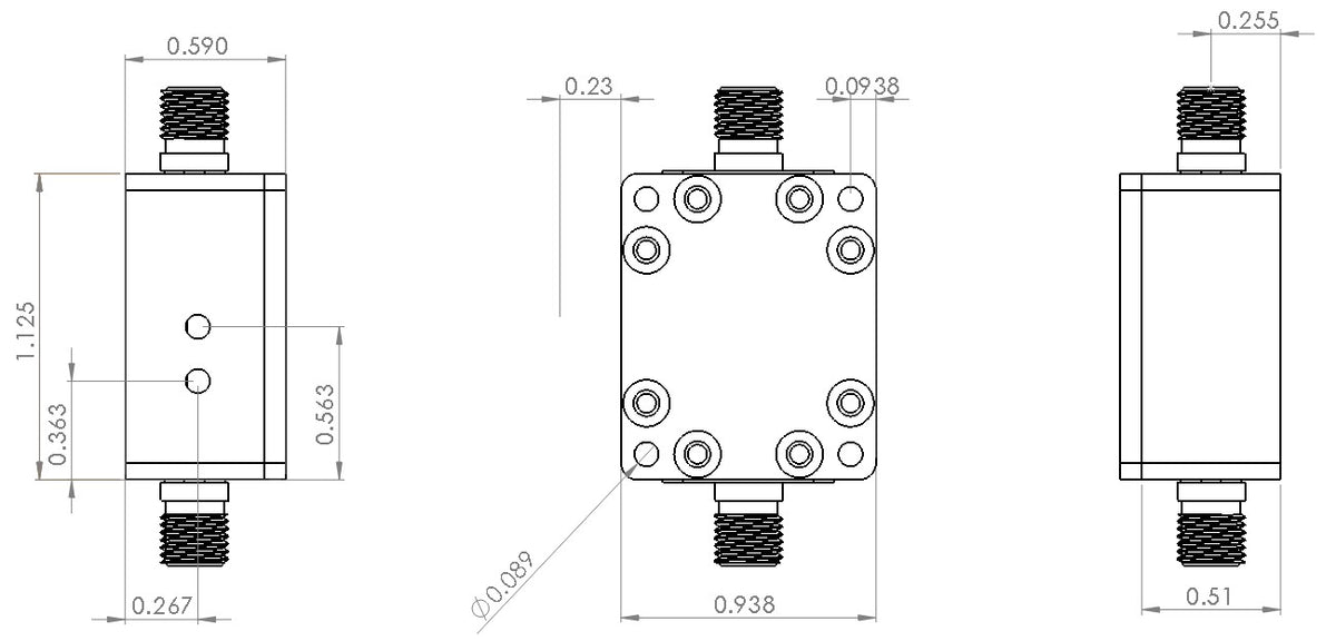 RF Enclosure Kit for 0.020"/0.5mm PCB (size 3/4"x9/16") Passive SMA Connector