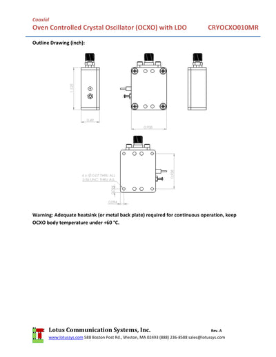 Oscillator OCXO (Stratum 3) 10MHz (±25 ppb) (Wide Voltage Range +4~12V)