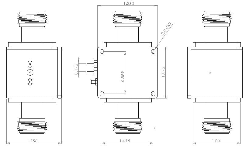 RF Enclosure Kit for 0.062" PCB (size 0.8"x0.99") 75 Ohm N 2 Active Power Input