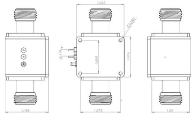 RF Enclosure Kit for 0.062" PCB (size 0.8"x0.99") 75 Ohm N 2 Active Power Input