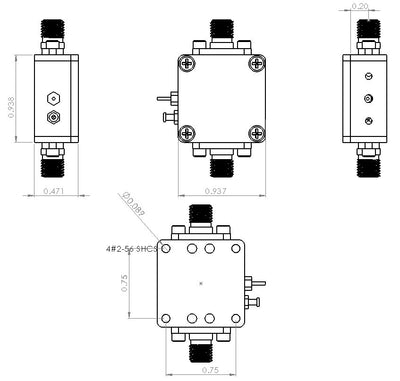 Gain Block Amplifier 4dB NF 7G to 15GHz 15dB Gain 15dBm P1dB SMA