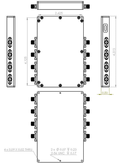 4 Channel 96 dB Programmable Attenuator (USB-C), 0.25 dB Step, 9K-8GHz