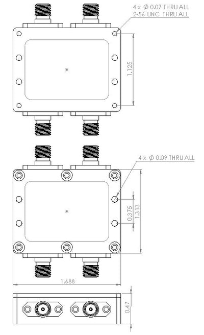 Hybrid 90 Degree 3dB Coupler 1G to 2 GHz 60W