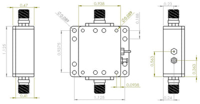 Power Amplifier 3dB NF 0.2 GHz to 22GHz 12dB Gain 28dBm P1dB SMA