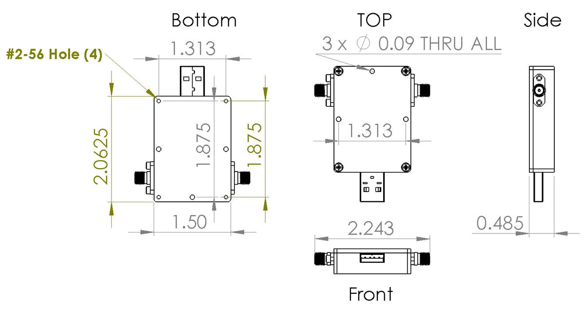 1 Channel 64 dB Programmable Attenuator (USB Stick), 0.25 dB Step, 9K - 8 GHz