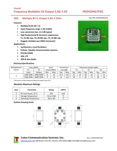 Freq. Multiplier X2 (OUTPUT 2.6G to 7.2GHz) FM2X2P6G7P2G