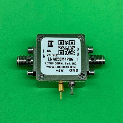 Broadband Low Noise Amplifier 0.8dB NF 50MHz to 4GHz 18dB Gain 22dBm P1dB SMA