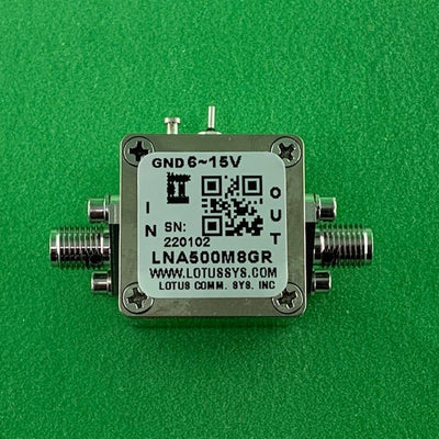 Low Noise Amplifier 1.3dB NF 0.5G~8GHz 21dB Gain 20dBm P1dB SMA Wide Voltage