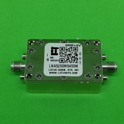 Low Noise Amplifier 0.85dB NF 5250M~5455 MHz 39dB Gain 19dBm P1dB SMA - 2 Stage High Gain